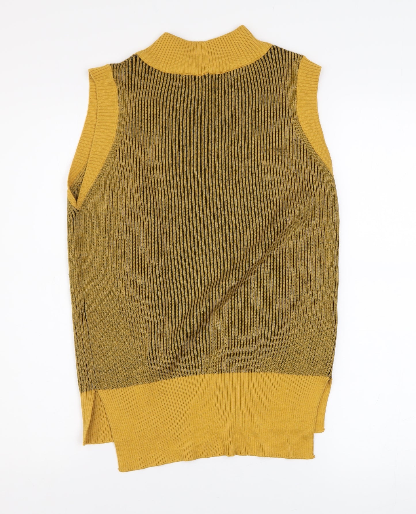 Tu Women's Yellow Mock Neck Sleeveless Knit Vest Size 10