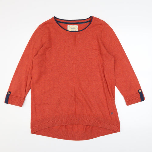 Mantaray Women’s Orange 3/4 Sleeve Crew Neck Pullover Jumper Size 14