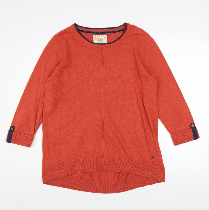Mantaray Women’s Orange 3/4 Sleeve Crew Neck Pullover Jumper Size 14
