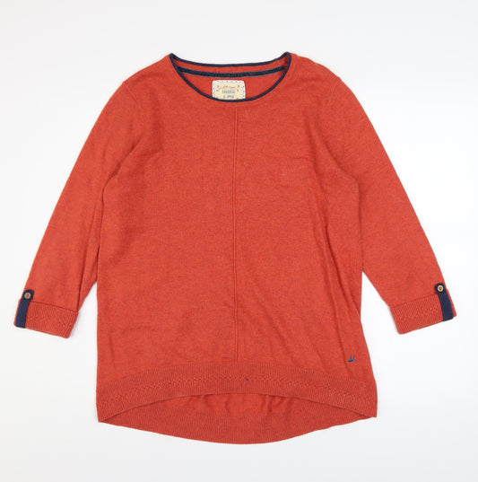 Mantaray Women’s Orange 3/4 Sleeve Crew Neck Pullover Jumper Size 14