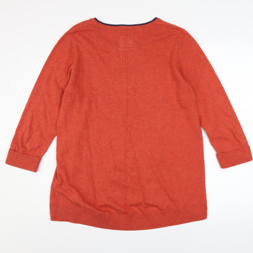 Mantaray Women’s Orange 3/4 Sleeve Crew Neck Pullover Jumper Size 14