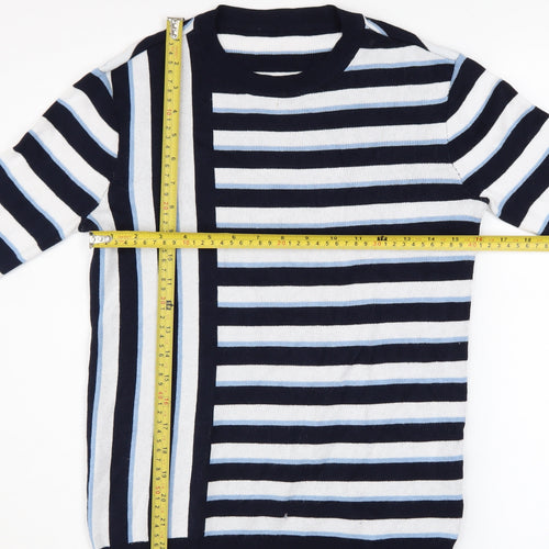 Dorothy Perkins Women’s Blue Striped Crew Neck Cotton Jumper Size 8