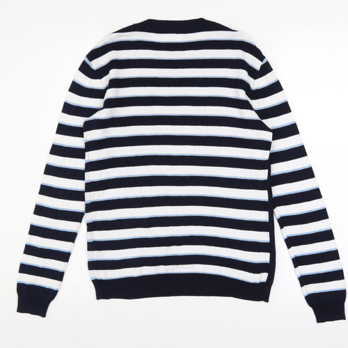 Dorothy Perkins Women’s Blue Striped Crew Neck Cotton Jumper Size 8