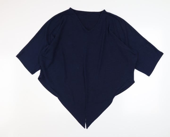 Apricot Womens Blue Viscose Tunic Blouse M V-Neck Relaxed Fit