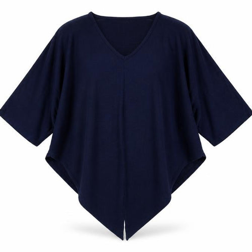 Apricot Womens Blue Viscose Tunic Blouse M V-Neck Relaxed Fit