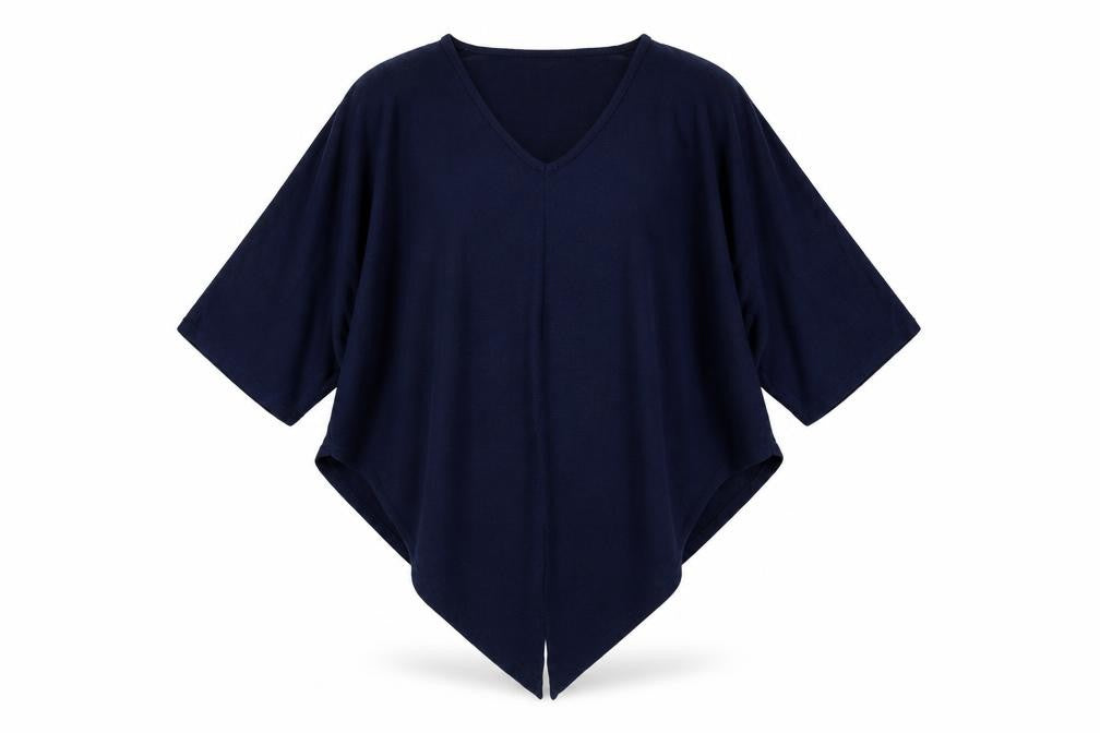 Apricot Womens Blue Viscose Tunic Blouse M V-Neck Relaxed Fit