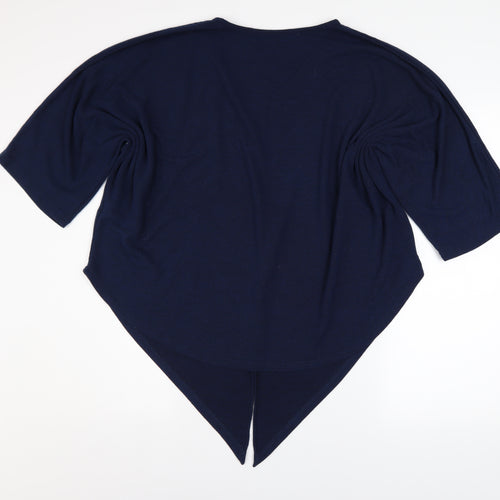 Apricot Womens Blue Viscose Tunic Blouse M V-Neck Relaxed Fit