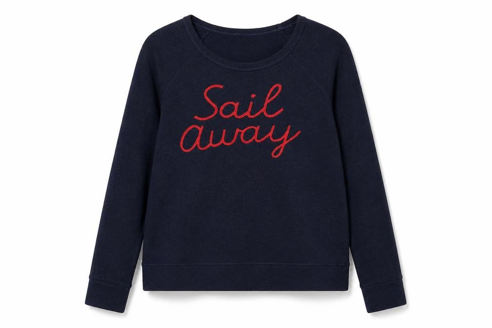 Front view of Sundry Women's Navy Sail Away Pullover Sweatshirt, size 10, Cotton Blend