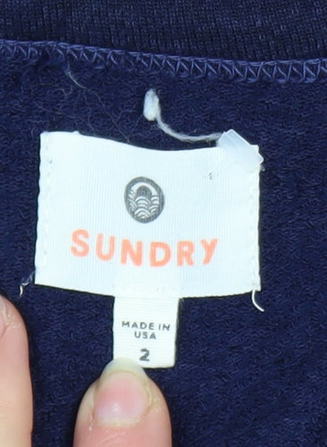 Sundry Women's Navy Sail Away Pullover Sweatshirt Size 10 Cotton Blend