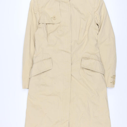 Karen Millen Women's Beige Long Trench Coat Size 8 Belted Classic