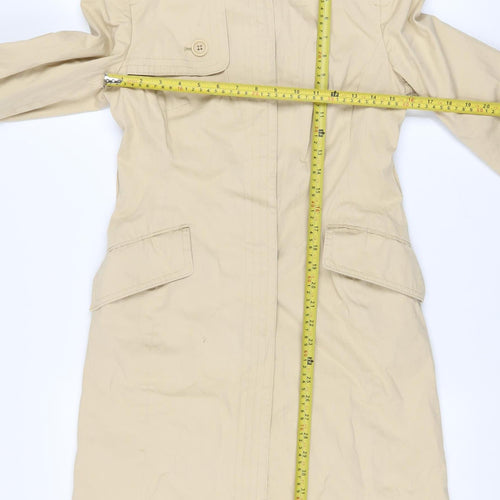 Karen Millen Women's Beige Long Trench Coat Size 8 Belted Classic