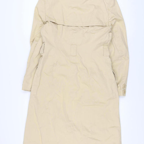 Karen Millen Women's Beige Long Trench Coat Size 8 Belted Classic