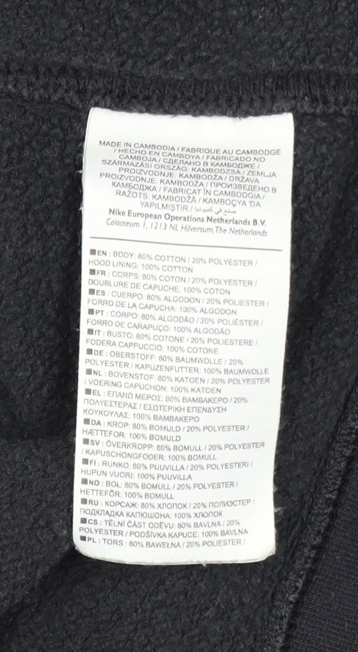 Nike Men’s Black Pullover Hoodie L Regular Fit Fleece Sweatshirt