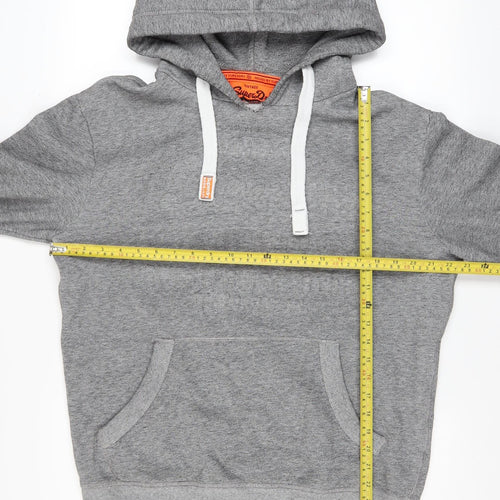 Superdry Mens Grey Pullover Hoodie Size M Classic Logo Style