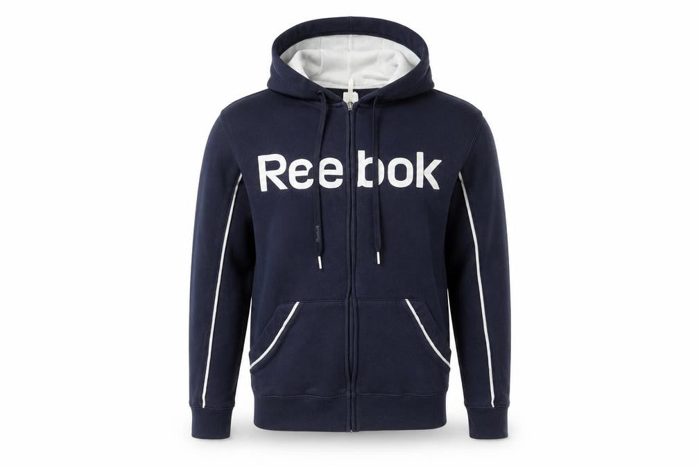 Reebok Men's Blue Full Zip Hoodie Size S Sports Fleece Sweatshirt
