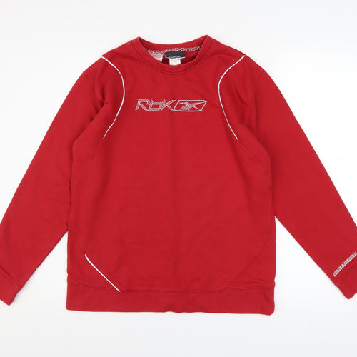 Reebok Boys Red Pullover Sweatshirt 14 Years Crew Neck Logo Sports Top