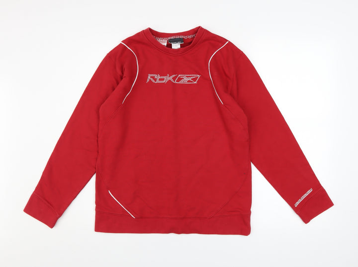 Reebok Boys Red Pullover Sweatshirt 14 Years Crew Neck Logo Sports Top