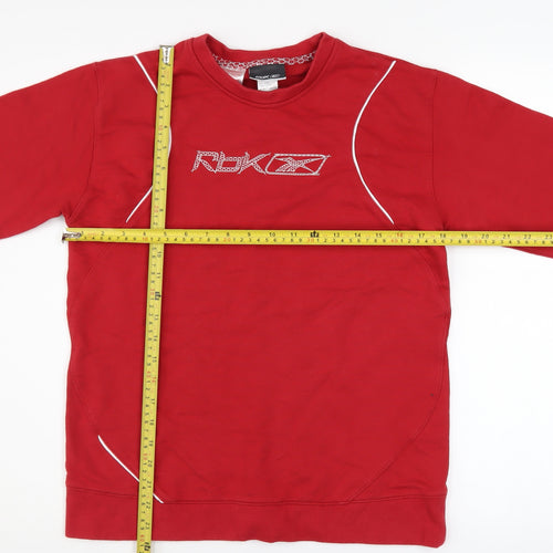 Reebok Boys Red Pullover Sweatshirt 14 Years Crew Neck Logo Sports Top