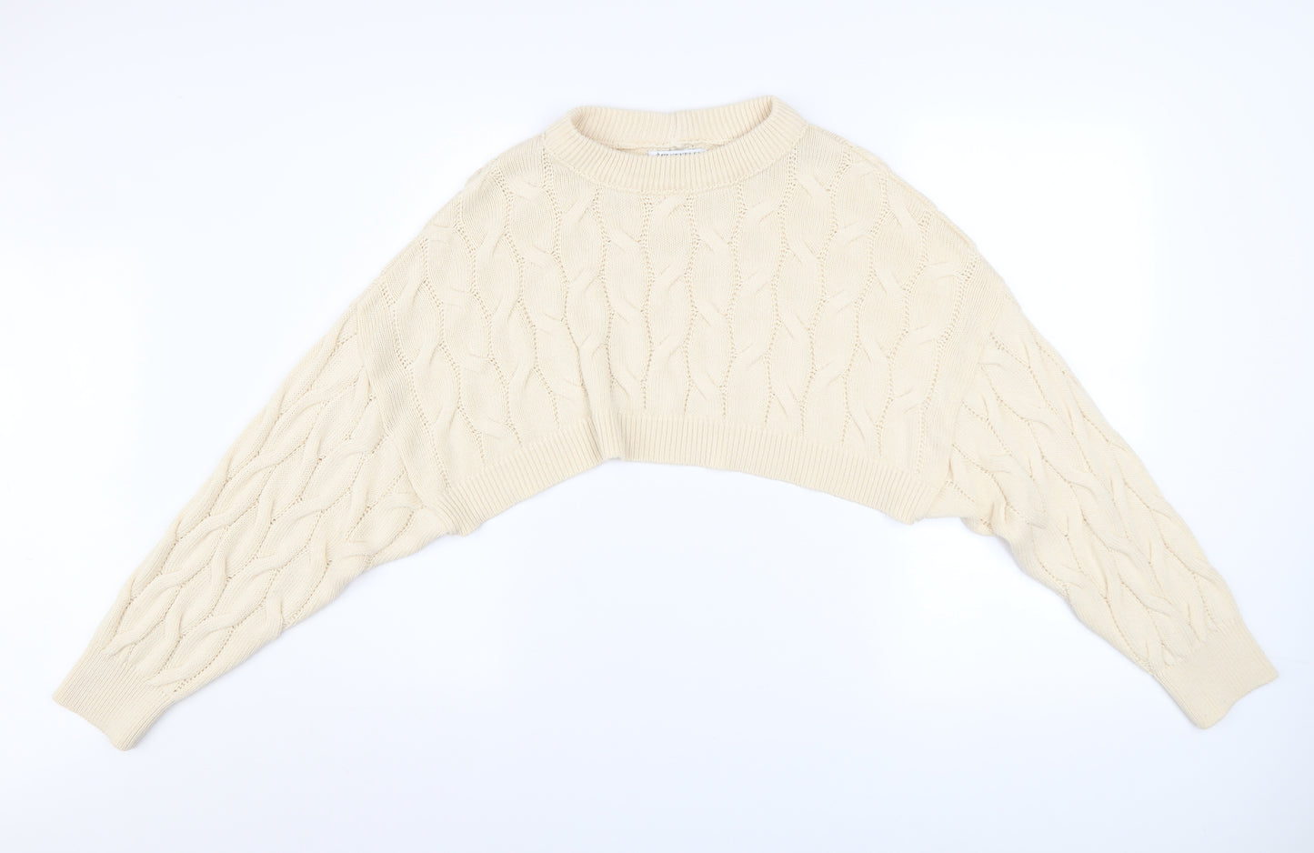 Stradivarius Women’s Beige Cable Knit Shrug Jumper Size S