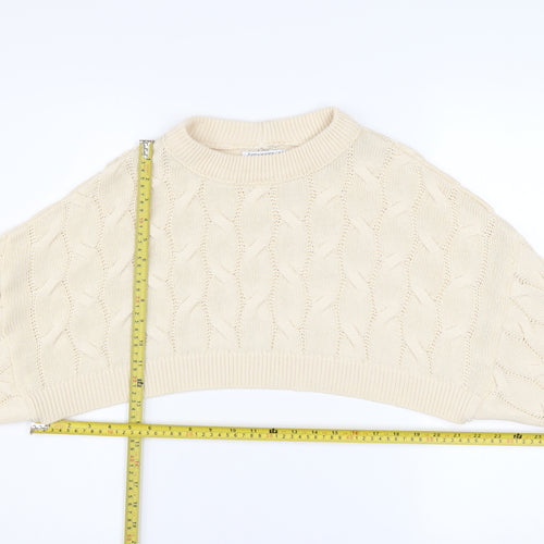 Stradivarius Women’s Beige Cable Knit Shrug Jumper Size S