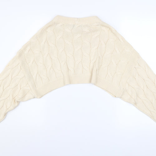 Stradivarius Women’s Beige Cable Knit Shrug Jumper Size S