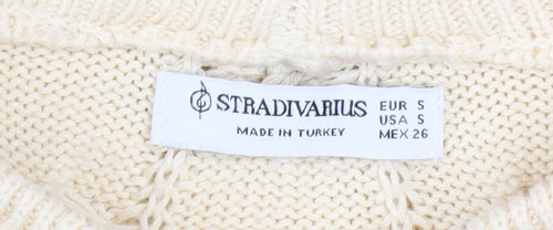 Stradivarius Women’s Beige Cable Knit Shrug Jumper Size S