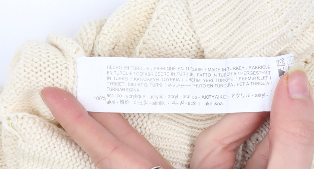 Stradivarius Women’s Beige Cable Knit Shrug Jumper Size S