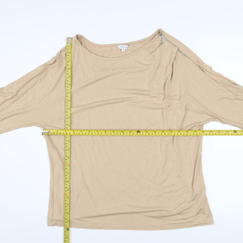 Sonder Studio Women's Beige Long Sleeve Boat Neck Jersey Blouse Size 16