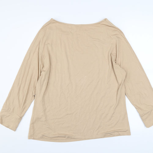 Sonder Studio Women's Beige Long Sleeve Boat Neck Jersey Blouse Size 16