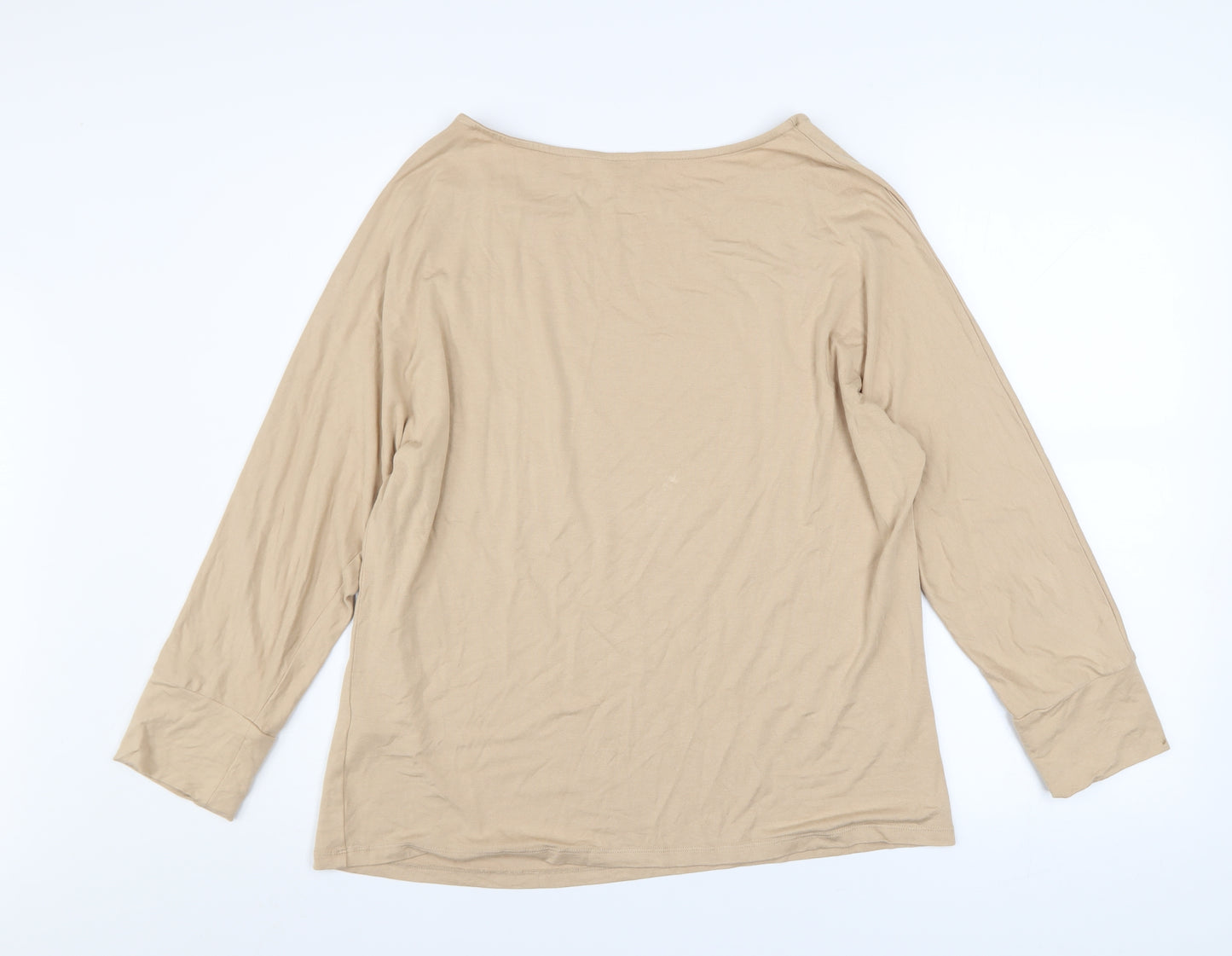 Sonder Studio Women's Beige Long Sleeve Boat Neck Jersey Blouse Size 16