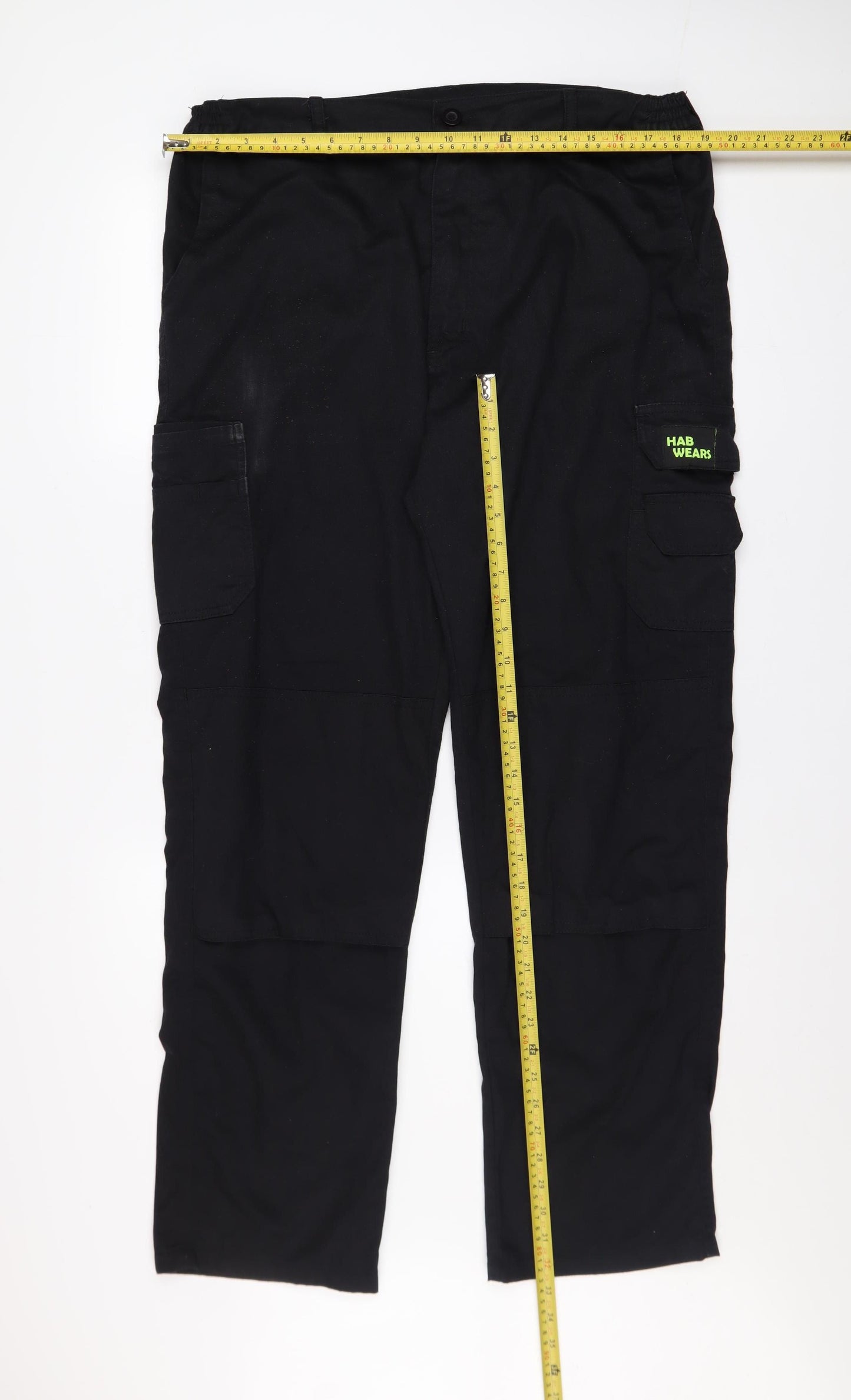 Hab Wears Men's Black Work Cargo Trousers Size 38 Regular Fit