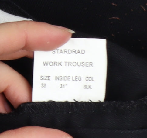 Hab Wears Men's Black Work Cargo Trousers Size 38 Regular Fit