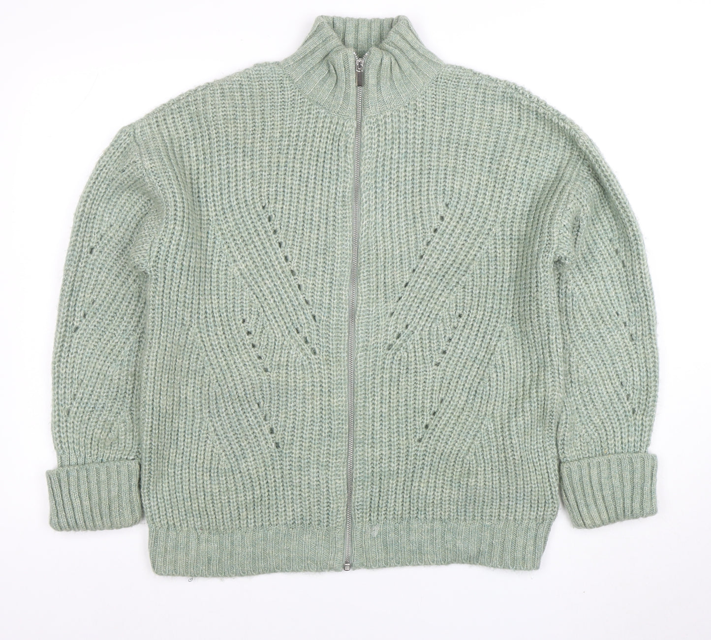 Damart Women’s Green Chunky Knit Full Zip Jumper Size 14