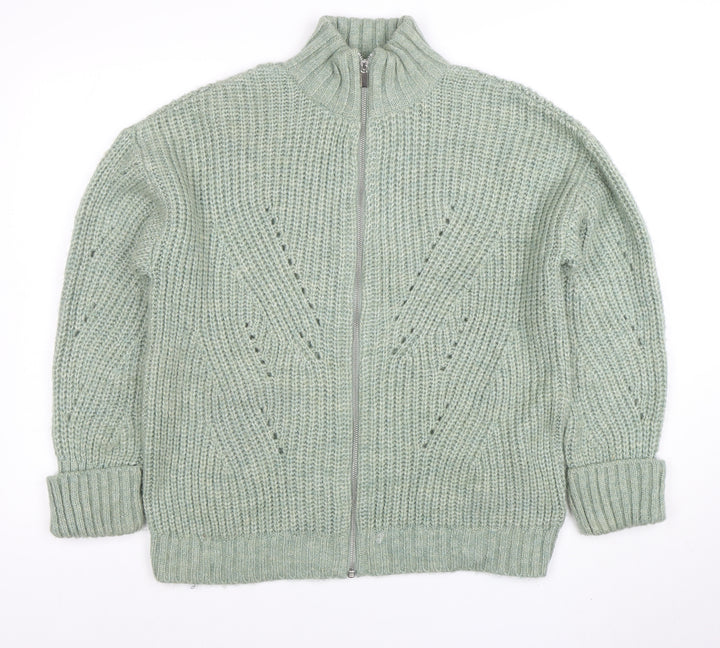 Damart Women’s Green Chunky Knit Full Zip Jumper Size 14