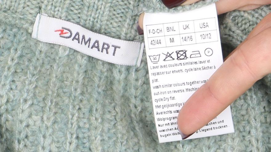Damart Women’s Green Chunky Knit Full Zip Jumper Size 14