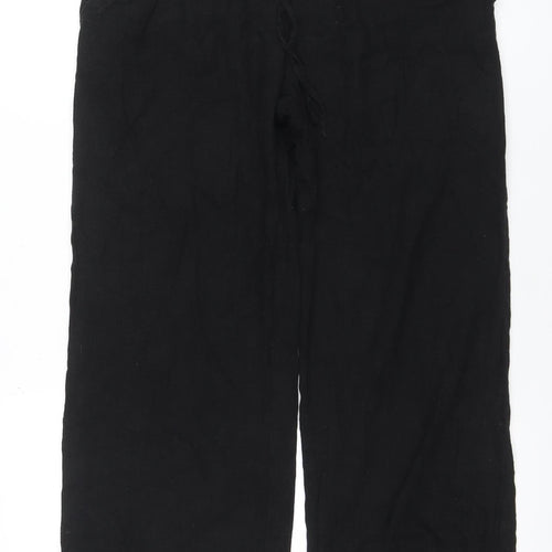H&M Divided Women’s Black Linen Blend Wide-Leg Trousers Size S