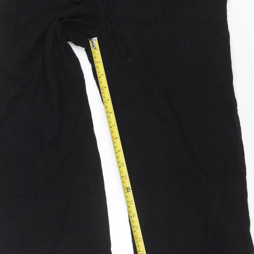H&M Divided Women’s Black Linen Blend Wide-Leg Trousers Size S