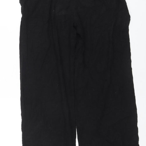 H&M Divided Women’s Black Linen Blend Wide-Leg Trousers Size S
