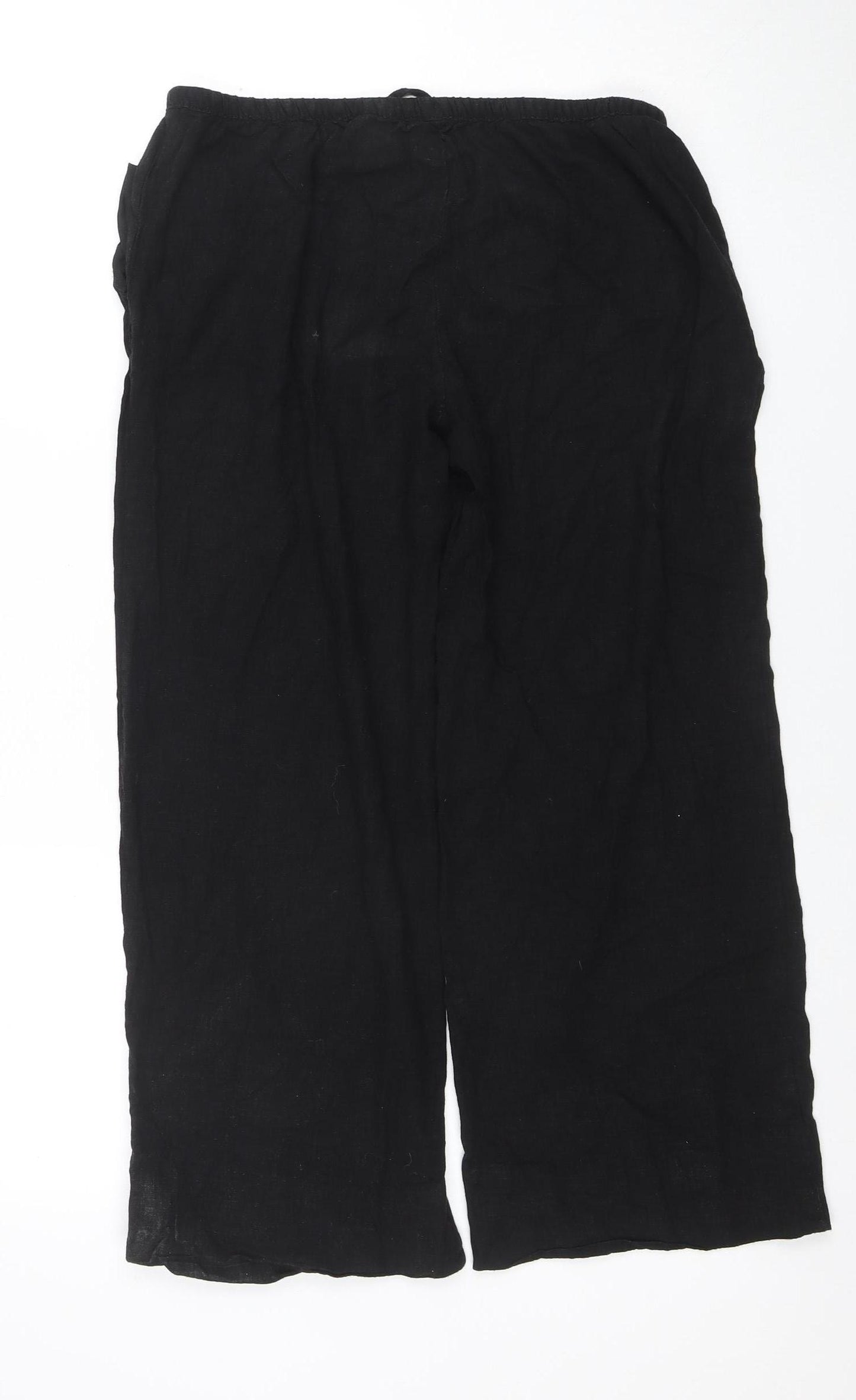 H&M Divided Women’s Black Linen Blend Wide-Leg Trousers Size S