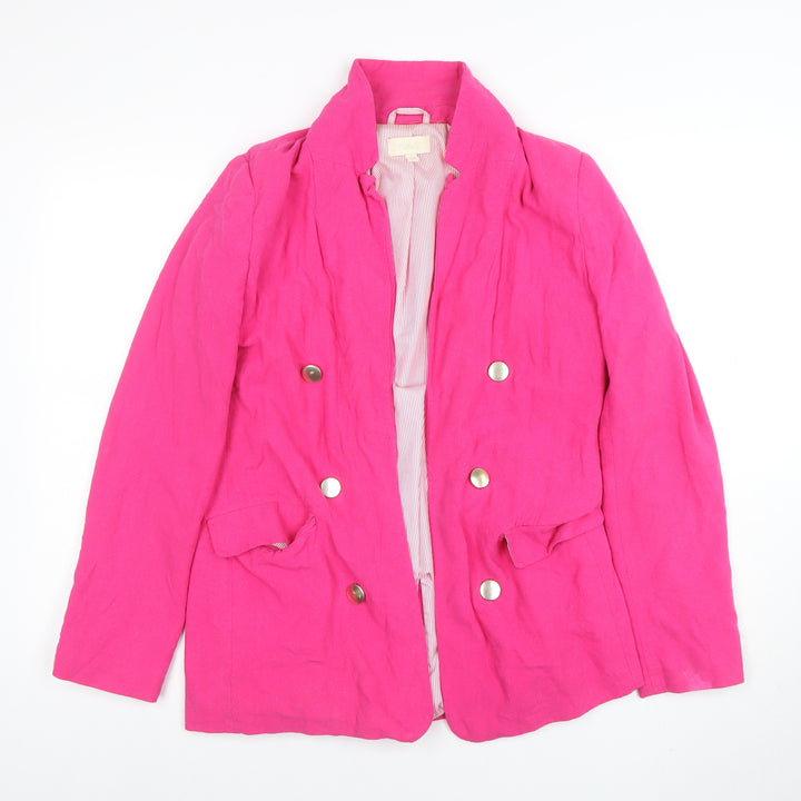 Next Women’s Pink Linen Blend Double-Breasted Blazer UK 10