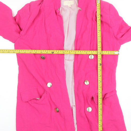 Next Women’s Pink Linen Blend Double-Breasted Blazer UK 10
