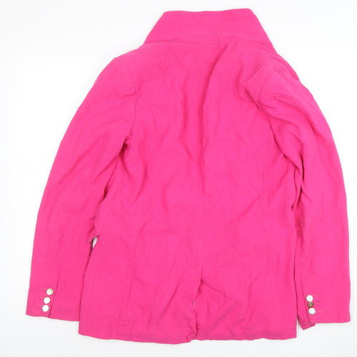 Next Women’s Pink Linen Blend Double-Breasted Blazer UK 10