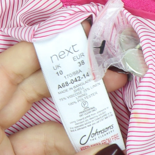 Next Women’s Pink Linen Blend Double-Breasted Blazer UK 10