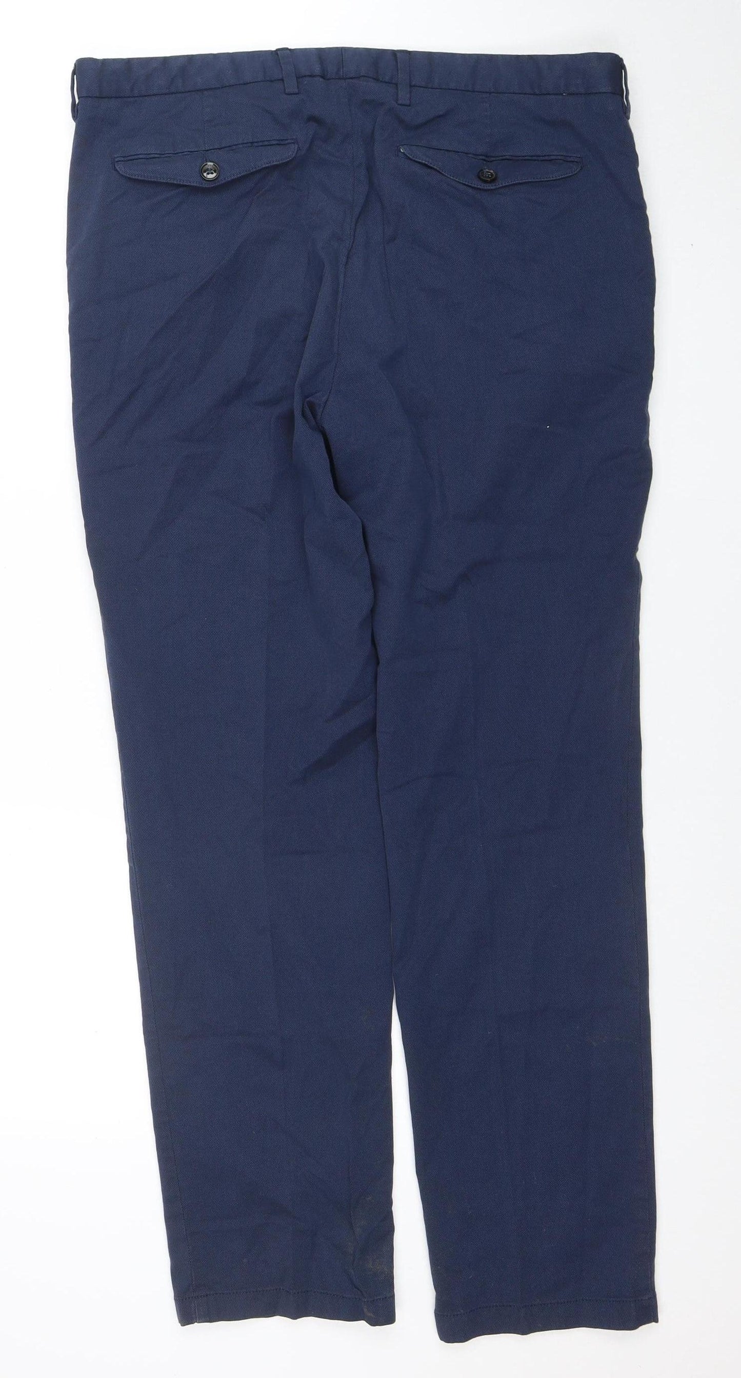 Marks and Spencer Men's Blue Chino Trousers 36W 31L Cotton Blend