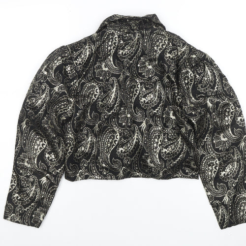 Opera by Richards Women's Black Paisley Metallic Cropped Blazer Size 12