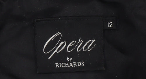 Opera by Richards Women's Black Paisley Metallic Cropped Blazer Size 12