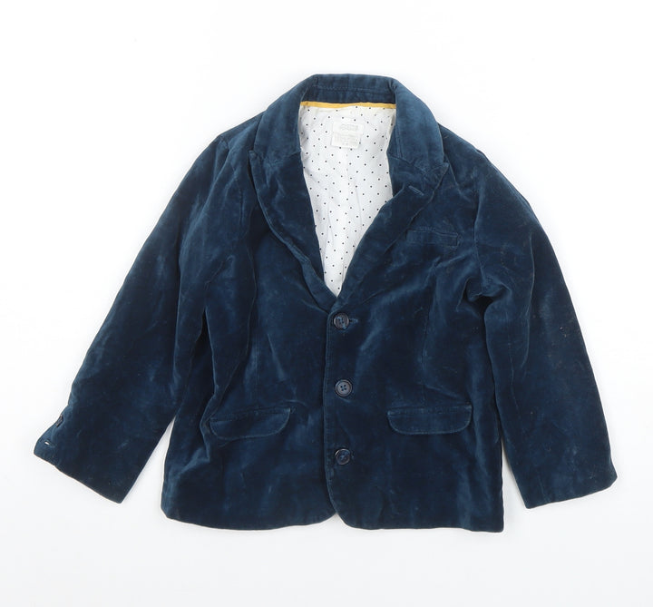 Marks and Spencer Boys Blue Velvet Blazer 3-4 Years Formal Jacket