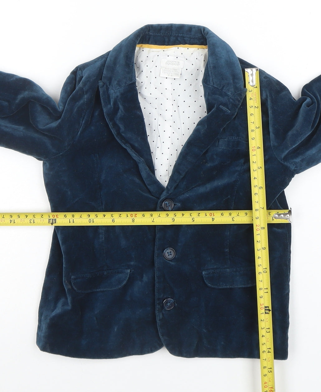 Marks and Spencer Boys Blue Velvet Blazer 3-4 Years Formal Jacket