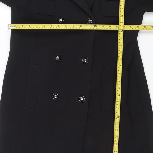 Oasis Womens Black Mid-Length Pea Coat Size M Regular Fit