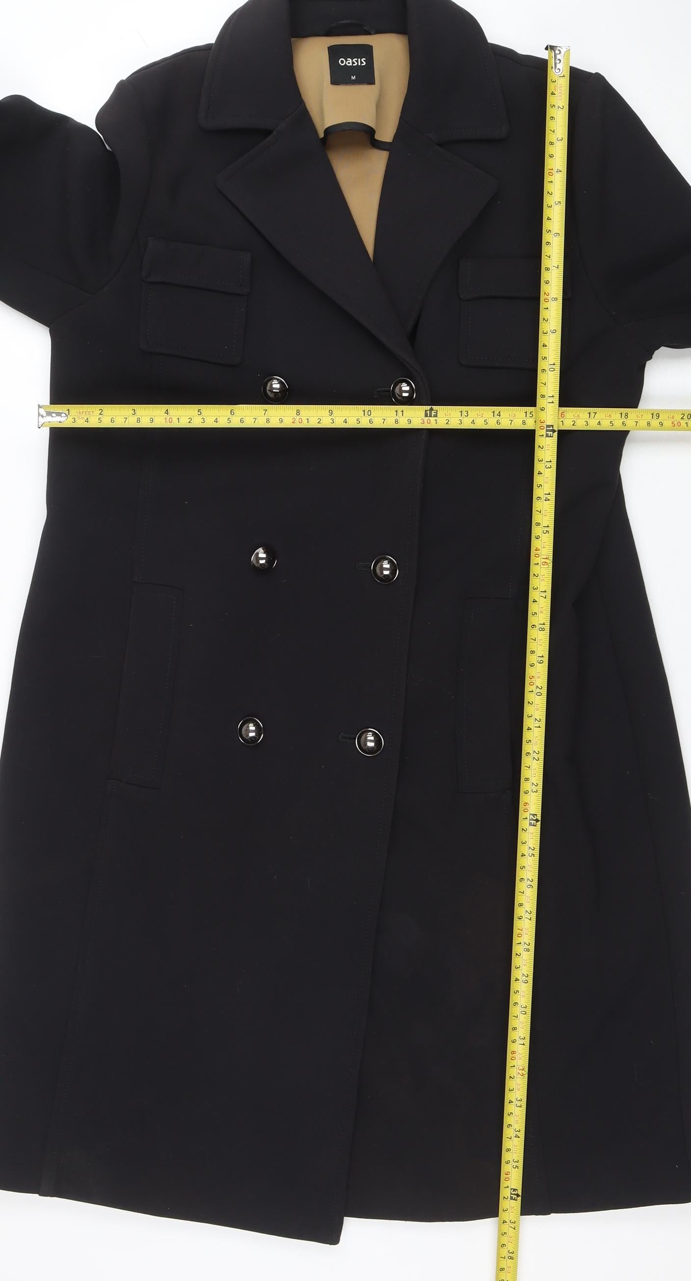 Oasis Womens Black Mid-Length Pea Coat Size M Regular Fit